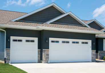 Traditional steel garage doors vertical short white prairie